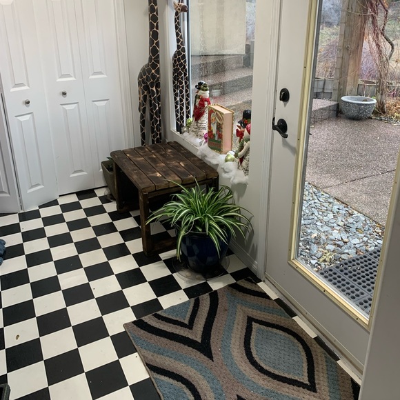 Rustic Burnt Wooden Entrance Stool - Picture 4 of 5